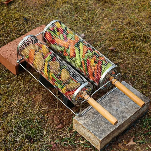 Panier légumes barbecue inox avec poignées – Image 2
