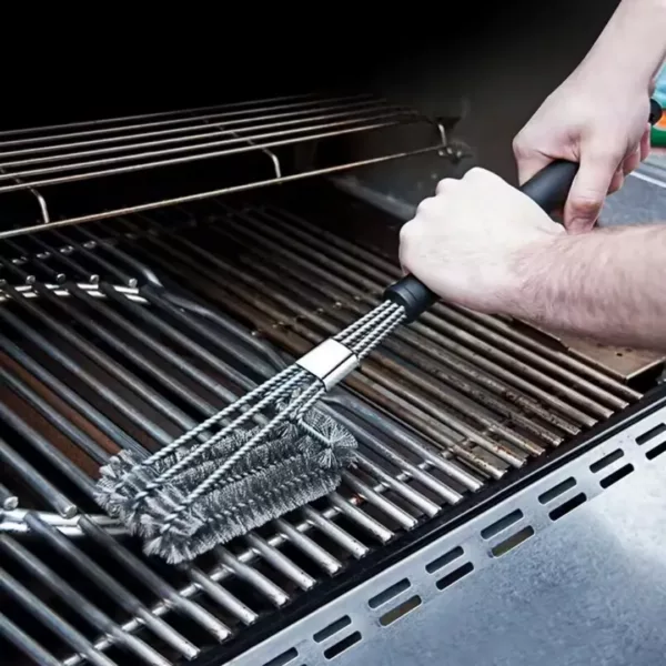 Brosse nettoyage barbecue triple tête inox – Image 2