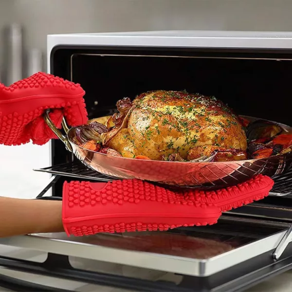 Gant barbecue anti chaleur silicone texturé – Image 2
