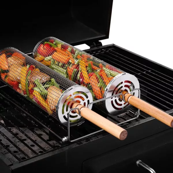 Panier légumes barbecue inox avec poignées – Image 3