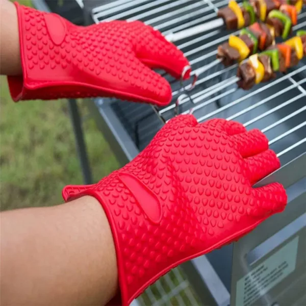 Gant barbecue anti chaleur silicone texturé – Image 3