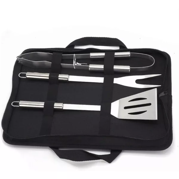 Kit ustensiles barbecue enroulable avec pochette – Image 3