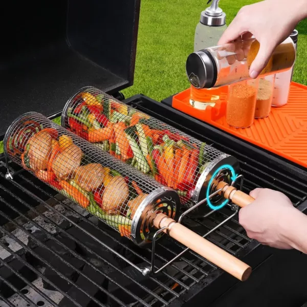 Panier légumes barbecue inox avec poignées – Image 4