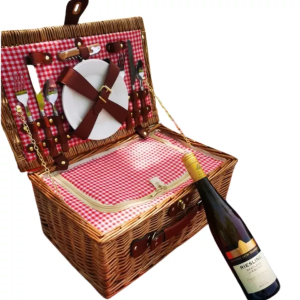 Panier pique-nique osier avec vaisselle incluse – Image 8