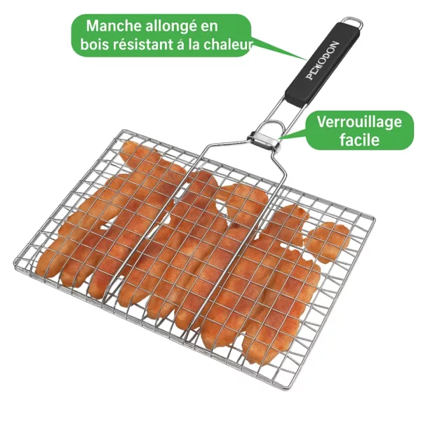Grille poisson barbecue inox avec poignée – Image 4
