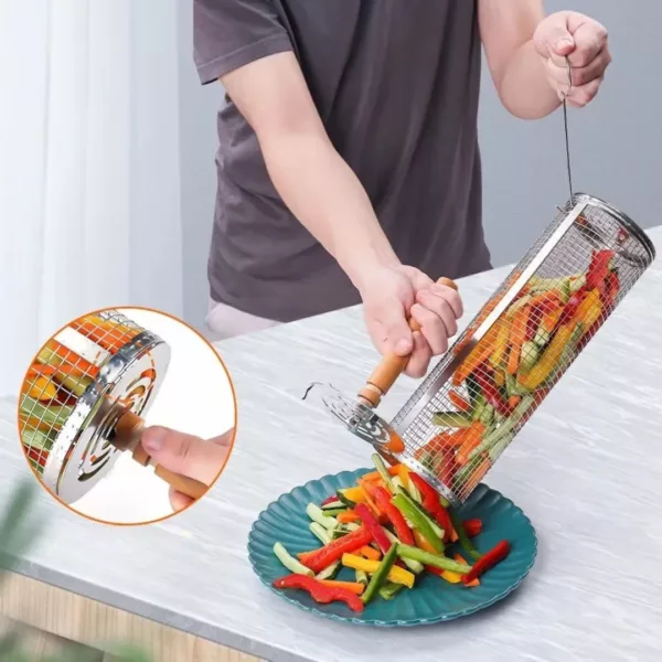 Panier légumes barbecue inox avec poignées – Image 5