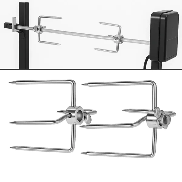 Brochette tournante manuelle pour barbecue charbon – Image 5