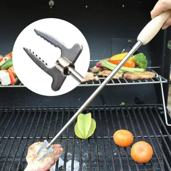 Fourchette barbecue télescopique manche bois – Image 3