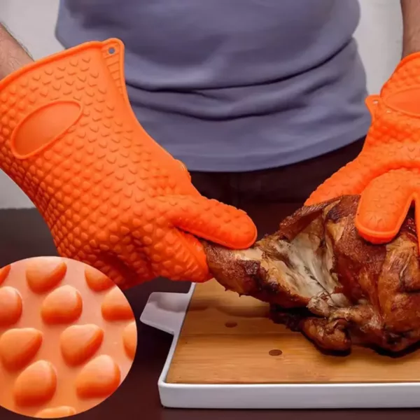 Gant barbecue anti chaleur silicone texturé – Image 6