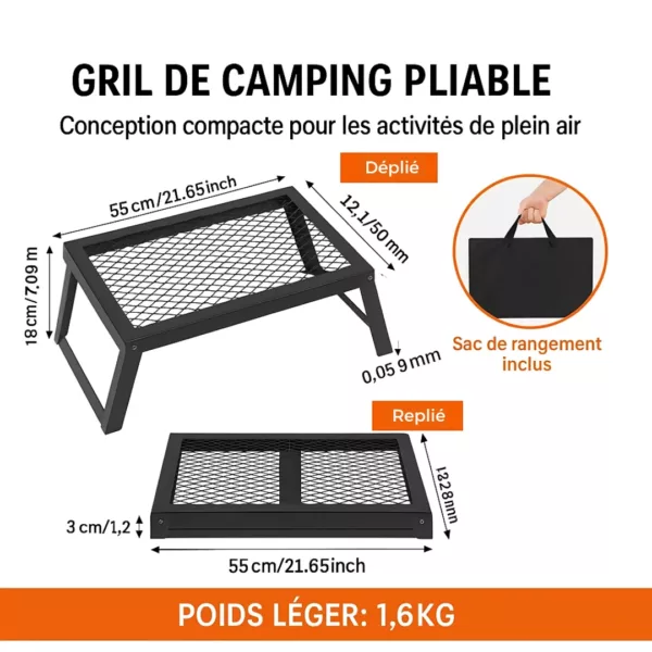 Grille barbecue pliable pour feu de bois – Image 6