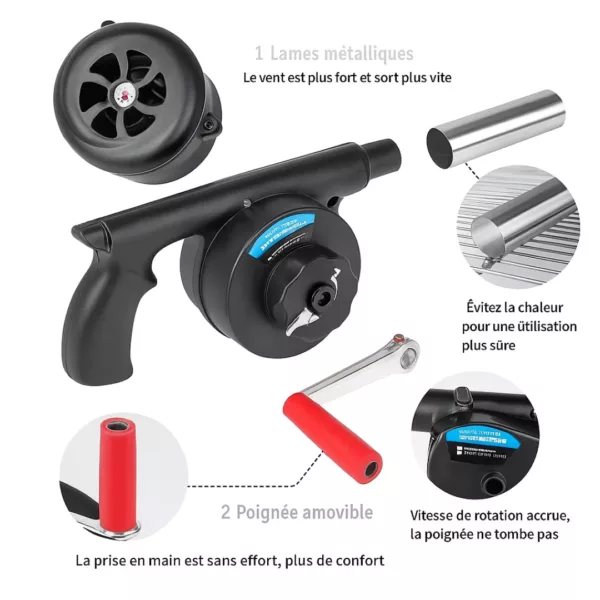 Souffleur manuel pour allumer charbon barbecue – Image 6