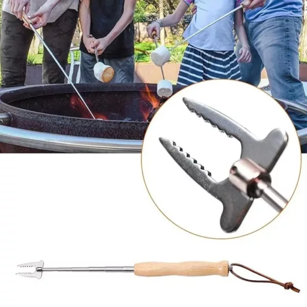 Fourchette barbecue télescopique manche bois – Image 5
