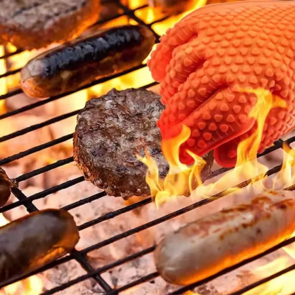 Gant barbecue anti chaleur silicone texturé – Image 7