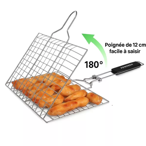 Grille poisson barbecue inox avec poignée – Image 3