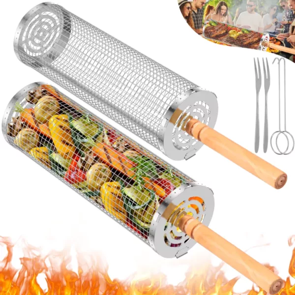 Panier légumes barbecue inox avec poignées
