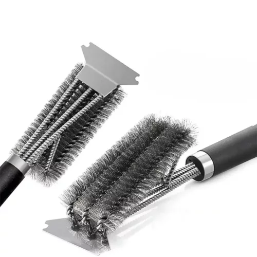 Brosse barbecue inox avec grattoir intégré