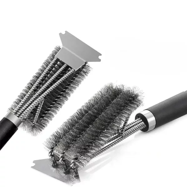 Brosse barbecue inox avec grattoir intégré
