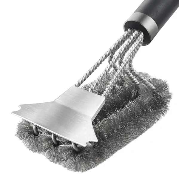 Brosse barbecue inox avec grattoir intégré – Image 7