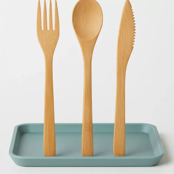 Lot couverts réutilisables pique-nique en bambou – Image 6