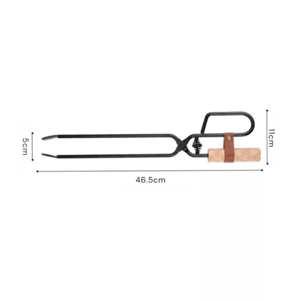 Pince à charbon barbecue manche long bois – Image 7