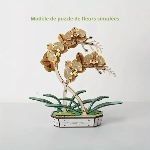Lego orchidée bois puzzle 3D décoratif