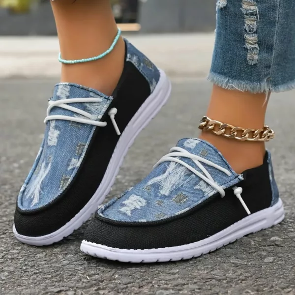 Mocassin femme denim effet usé tendance – Image 3