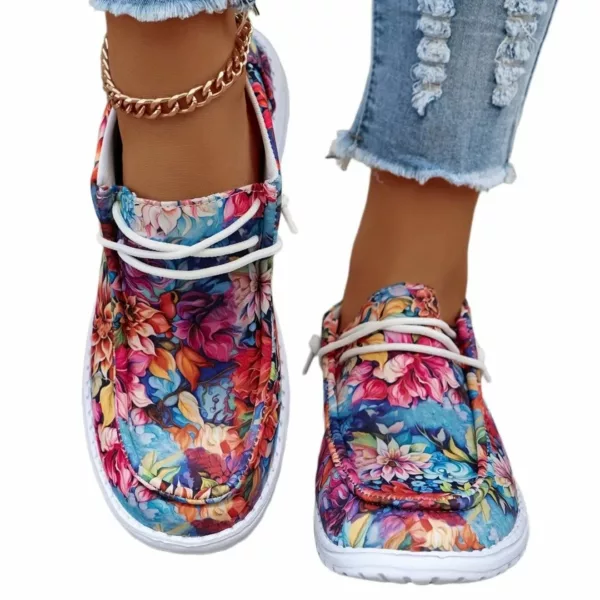 Mocassin femme fleuri semelle sport – Image 3