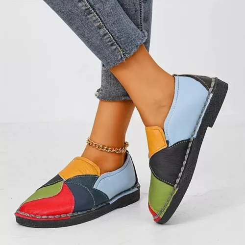 Mocassin femme patchwork style artisanal