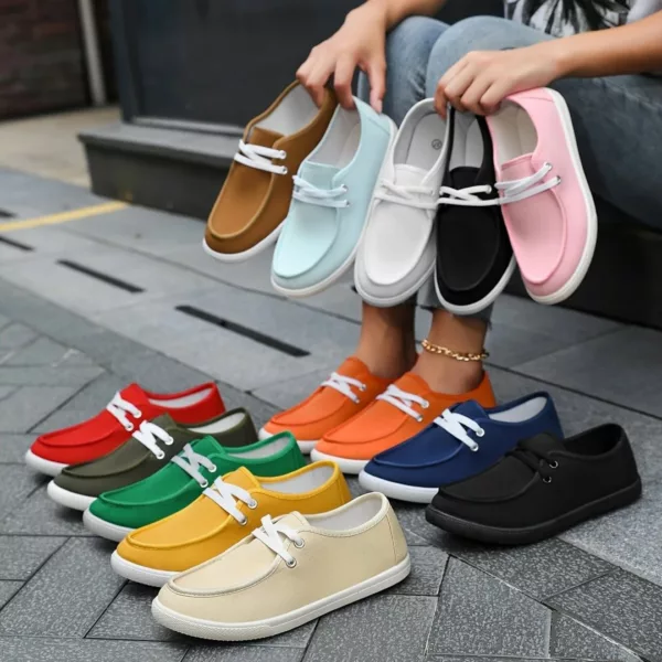 Mocassin femme toile lacets casual – Image 2