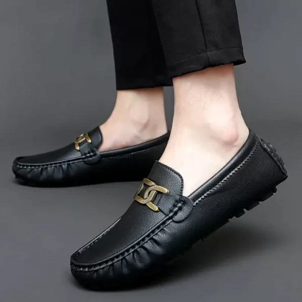Mocassin homme chaîne métal tendance – Image 10