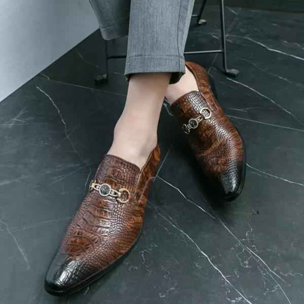 Mocassin homme croco boucle dorée luxe – Élégance haut de gamme au masculin – Style chic et raffiné pour toutes occasions – Image 4
