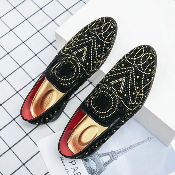 Mocassin homme noir strass dorés – Image 5