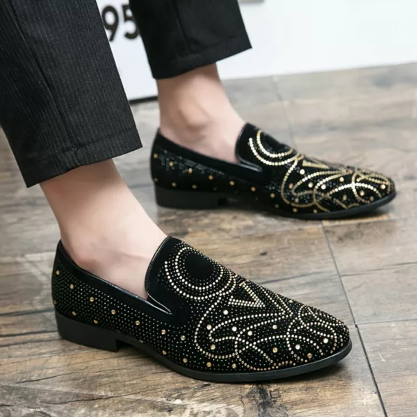 Mocassin homme noir strass dorés – Image 4