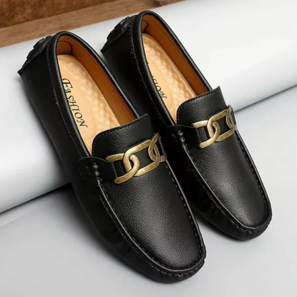 Mocassin homme chaîne métal tendance – Image 17