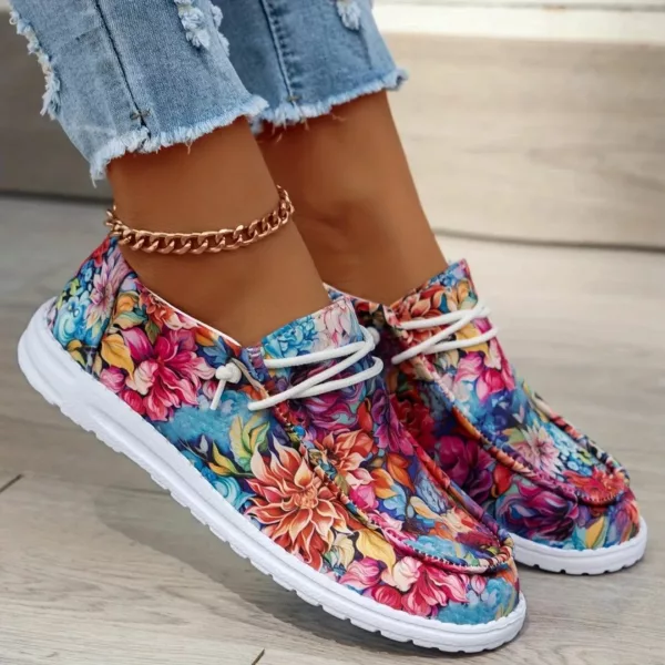Mocassin femme fleuri semelle sport – Image 4