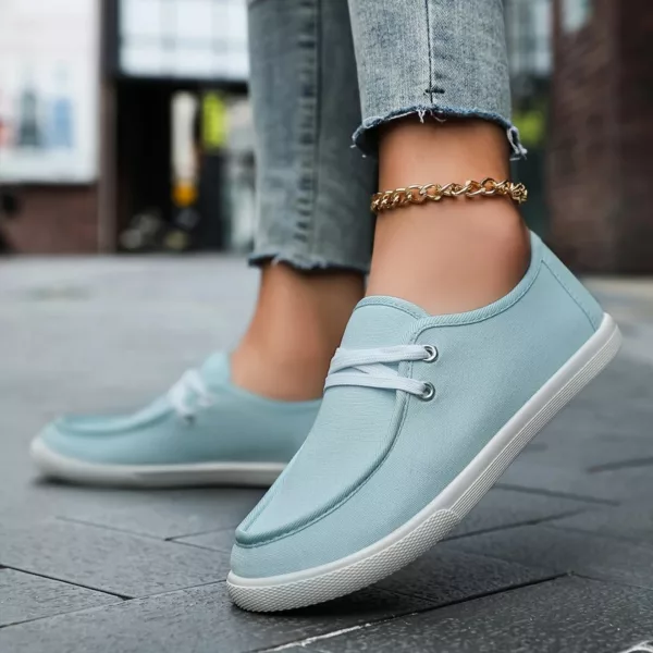 Mocassin femme toile lacets casual – Image 9