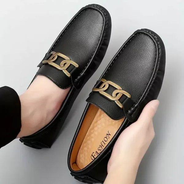 Mocassin homme chaîne métal tendance – Image 16