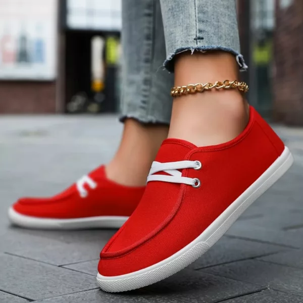 Mocassin femme toile lacets casual – Image 10