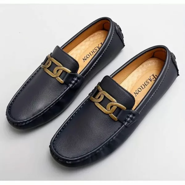 Mocassin homme chaîne métal tendance – Image 12