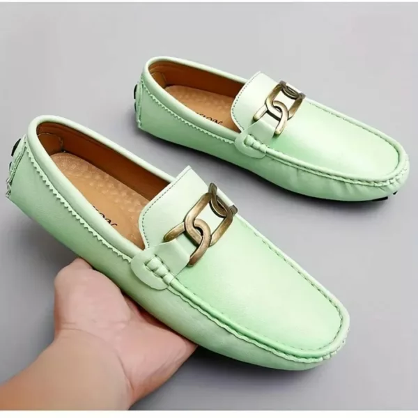 Mocassin homme chaîne métal tendance – Image 11