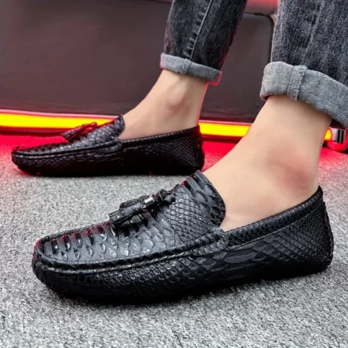 Mocassin homme serpent à glands luxe