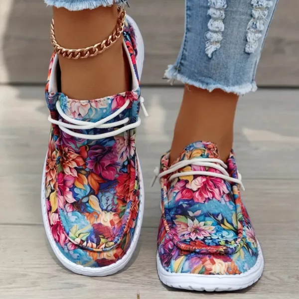 Mocassin femme fleuri semelle sport – Image 2