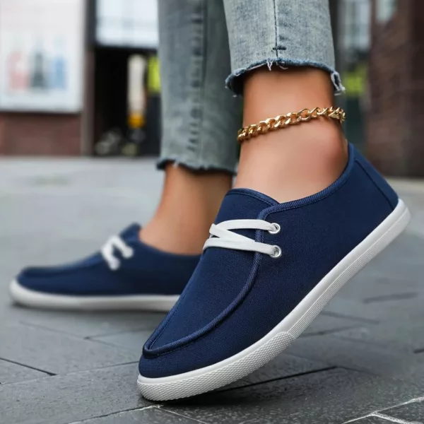 Mocassin femme toile lacets casual – Image 12