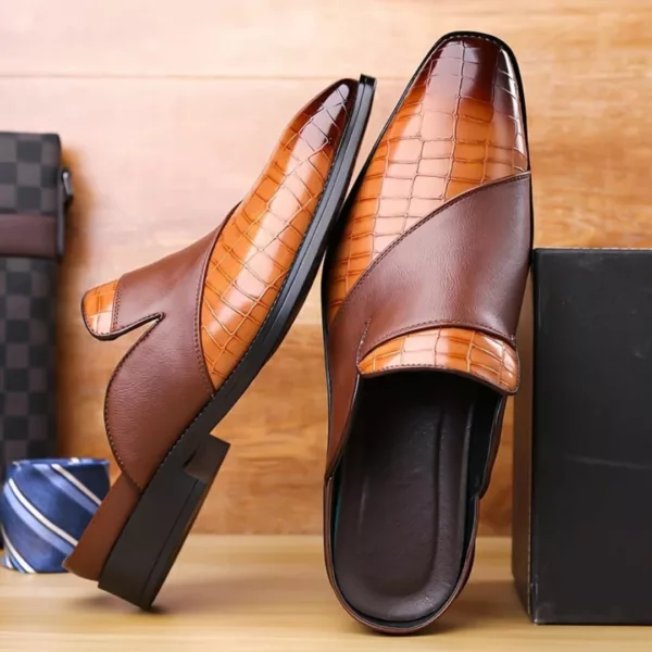 Mocassin homme ouvert croco bicolore – Image 8