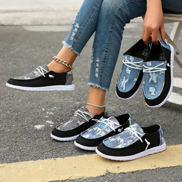 Mocassin femme denim effet usé tendance
