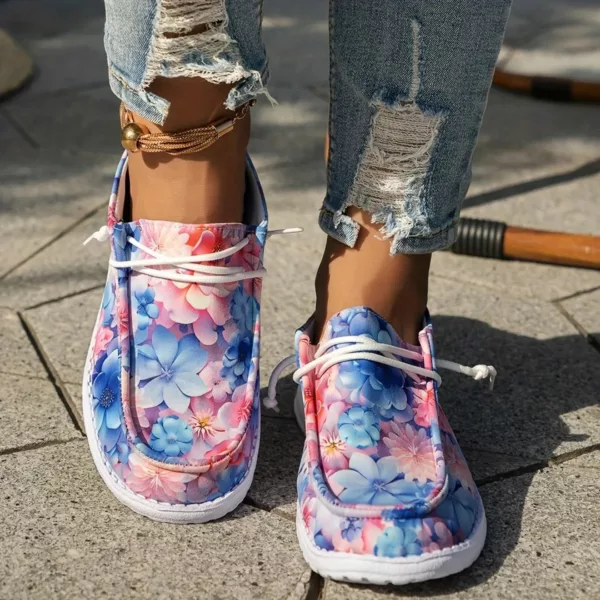 Mocassin femme fleuri semelle sport – Image 10