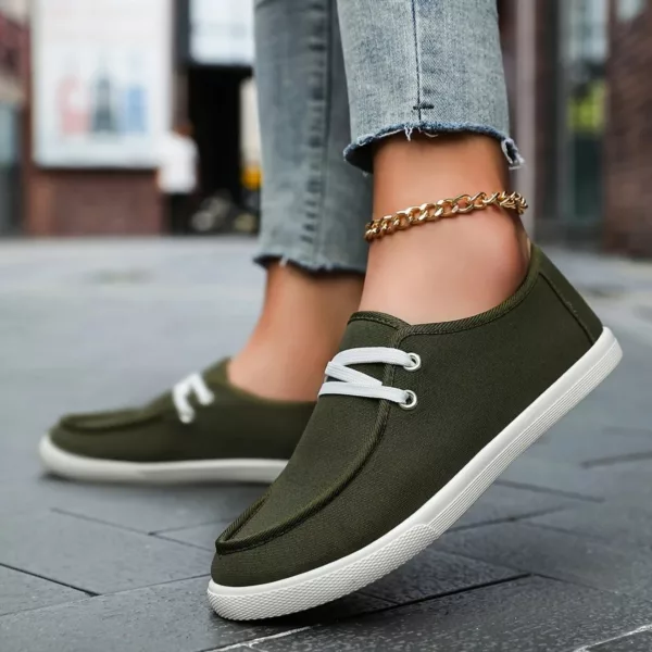 Mocassin femme toile lacets casual – Image 13