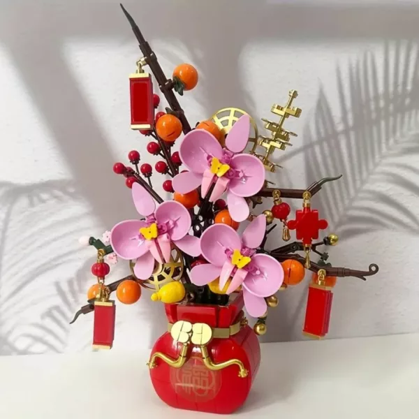 Lego orchidée rose vase rouge asiatique – Image 4