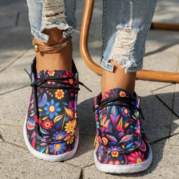 Mocassin femme fleuri semelle sport – Image 11