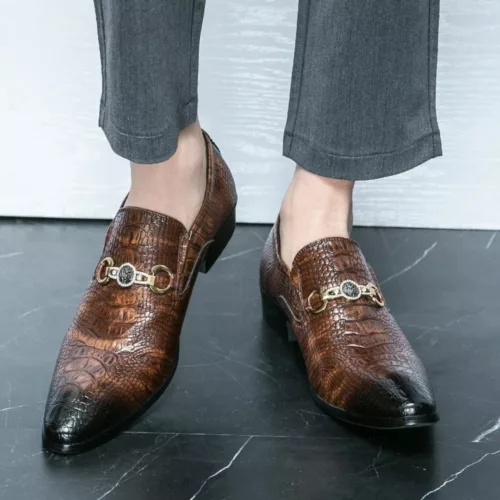 Mocassin homme croco boucle dorée luxe
